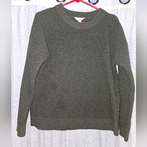 Womens Army Green Knit Long Sleeve Sweater Size XL